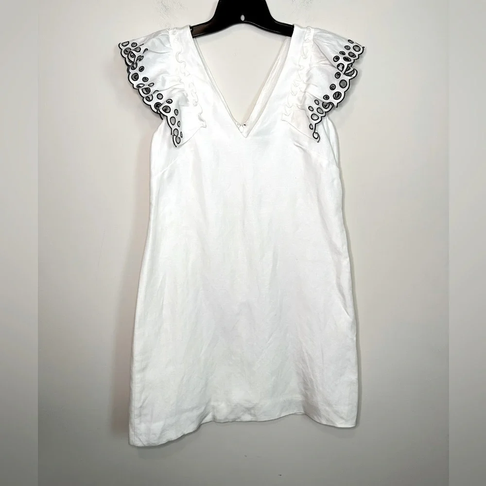 J. Crew Collection White Eyelet Flutter Sleeve Linen
Sheath Dress Size 2 - Picture 4 of 15
